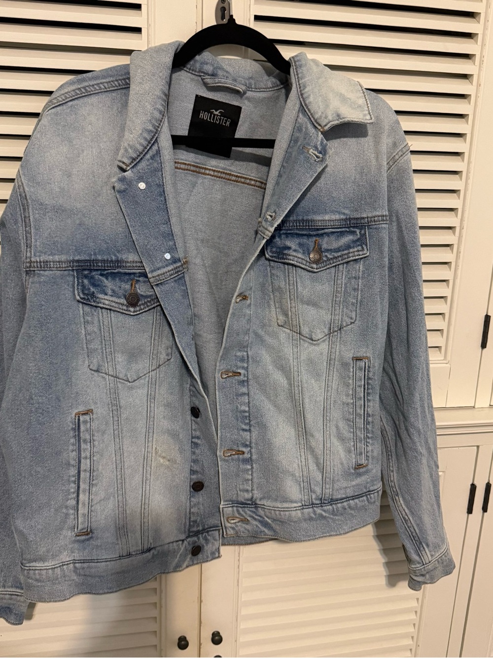 Hollister Light Blue Denim Jacket with Contrast Stitching